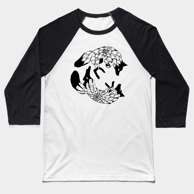 Fox Flower Spirit Baseball T-Shirt by Plaguedog